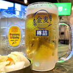 ホンデチキン - ＊ビール（金麦）（¥400）
            ＊角ハイボール（¥450）
            ・漬物（お通し）（¥300）