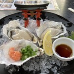 焼がきの はやし - かき三景定食　生牡蠣　酢醤油かレモンで