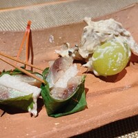 天満橋 吉安 - 舞茸とマスカットの白和え＆秋刀魚のポン酢締め②