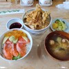 郷土料理　奈辺久 - 料理写真:虹鱒とイクラ丼ハーフ・ワカサギ天丼ハーフ