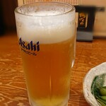 博多屋 - 生ビール  最初にこれを頼んだけど量が思った以上に少ない。しかたなくホッピー追加です。