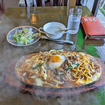 Ko shouya - 秋限定 鉄板あんかけスパゲティ 柚子胡椒香る和牛のすき煮半熟卵のせLLサイズ+チーズ