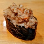 鮨 日進月歩 - 2023/8月中旬。あん肝→奈良漬けが細かく入ってます。