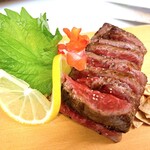 Seared black Japanese beef lean meat