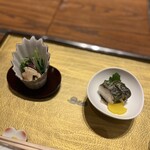 炭平 - 松茸と水菜のおひたし 秋刀魚寿司