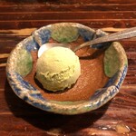 天源・天ぷら専門店 - デザートの抹茶アイス