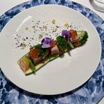 上高地ルミエスタホテル - オシャレなアミューズ？！野菜と刺身。美味しい。