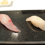 鮨あんりえるるかん - ランチのコース「色」の握り（黒ムツ、シマアジ）