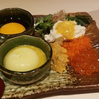 豚料理 酔狂割烹 伊達 - 名物の痛風玉子は … 米だけを食べさせて育て方た北海道のこめつやという卵と鳥いくら卵黄といくら、とびっこ、雲丹 … 西京漬けに湯葉、海苔を巻いて … 痛風になる❗1,900円