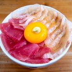 みなと食堂 - 平目とマグロ漬丼