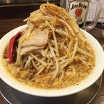 金町製麺 - 炒めモヤシの二郎風そば