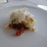カミムラ  - 2013/10　ボタンエビのサラダ。トマトやぶどうが下に。