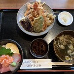 高半 - 海鮮丼(小)と天丼(小)のセット