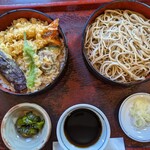 手打ちそば　藪伊豆 - 天丼セット  (冷たい蕎麦)  1200円