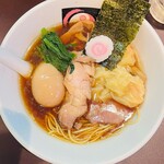 おおぜき中華そば店 - ワンタン中華そば+味玉トッピング