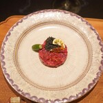 東京肉しゃぶ家 秀彬 - ベルーガキャビア、但馬玄とうがらし、うで、はねしたのタルタル