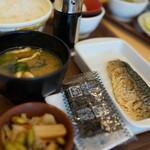 Sukiya - 焼き鯖（モーニング）ライスお大盛り（￥500位税込み）