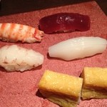 一心鮨 光洋 - 車海老、イカ、甘エビ、玉子、マグロ