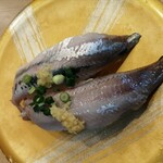 回転寿司 余市番屋 - 鯵。これも絶品。