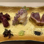 鮨 冨味 - 鯨、つぶ、鰹（揚げ）