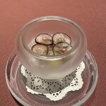 モノリス - ❾ マスカルポーネ、巨峰、大葉のグラニテ、生姜のジュリエンヌ（千切り）