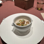 モノリス - ❺ 栗、フォワグラのポワレ、セップ茸、栗のヴルーテ。