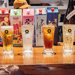 kuranomidokororampu - 左から生ビール/レモンサワー/自家製クラフトコークハイ/ハイボール