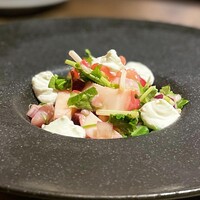 デ サリータ 渋谷 - 帆立とタコのセビーチェ、ライムクリーム添え 980(1,078)yen
