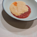 うを徳 - "燈籠椒泡沫（パプリカ・ムース）"、w/蕃茄醬（あかなすびしほ）