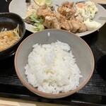 Ofisugohan Kinugawa - からあげ定食1,100円、おかわりご飯