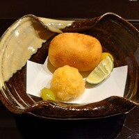 帰燕 - 松茸のコロッケ　銀杏　名残りのとうもろこし
                  