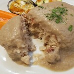 キッチン ブルー グローブ - 鶏肉と長芋のハンバーグの断面