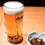 海鮮処 寿し常 - 生ビール&お通し(煮こごり)