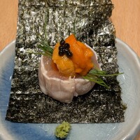 焼鳥 鐡 - 焼鳥 鐡(ささみとウニとキャビアの海苔巻き)