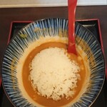 茉莉花 - 残ったスープに小ライス投入直後