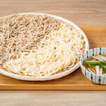 Soba and udon noodles served on tray