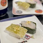 Kanazawa Maimon Sushi - 『富山白えび食べ比べ(白えび軍艦、白えび昆布締め)』