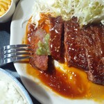 ナカガワ☆スエ食堂 - 生姜ソースとわさびを付けて頂きます(佐賀牛ステーキ)