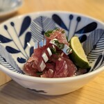 天史朗鮨 - カツオ腹の刺し身2種（塩すだち）