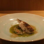 RISTORANTE IL NODO - 逗子小坪漁港かず丸さんのクエ 玉ねぎ ピーマン バジル