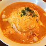 ビストロ フクモト - 半熟卵のトマトクリームソース。。。￥８５０