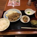 山田うどん - 2019/07/12 生姜焼き定食+無料クーポン唐揚げ