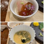 Yakitori Asahina - ささみと湯葉のジュレ・茶碗蒸し
