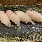 にぎり鮨 一五〇 - 右からオオモンハタ、クエ
