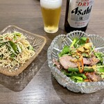 四川 郷土菜 シャンバァロウ - 布豆腐の和物 680円、牛タンの青山椒油和え 980円