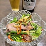 四川 郷土菜 シャンバァロウ - 牛タンの青山椒油和え 980円