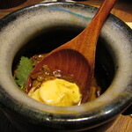 yokoyama - 金目鯛と松茸とフカヒレの茶碗蒸し カボスのジュレ 三つ葉 ハーブ