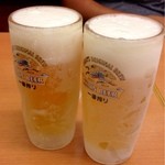 日高屋 - 生ビール(中)¥350→¥300×2
      キンキンです！