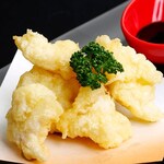 Hormone Tempura with yuzu and ponzu sauce (goes well with beer♪)