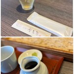 Masudaya - 冷たい蕎麦茶。
                        
                        ◯もり汁¥330×2
                        …つけ汁は、別オーダーになるそうで、
                        もり汁、とろろ汁、きざみ鴨汁、ごまだれ汁、鴨汁から選べるそう。